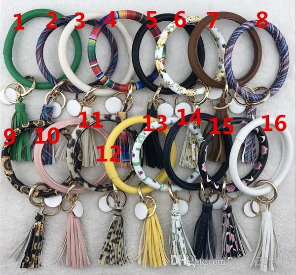

monogram keychain lanyard pu leather bracelet, keyring personalized monogram enamel disc charm leather cord tassel keychain bracelet, Black