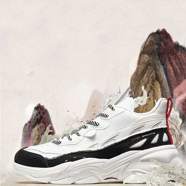 

xtep [chinoiserie] men's mixed color walking shoes new arrival sneaker breathable tennis shoes men winter dad 880119320122, Black