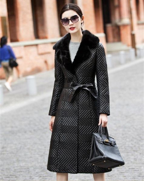 

women's 2020 collar sheepskin coat female genuine leather jacket warm winter women jackets jaqueta couro wxf267 s, Black