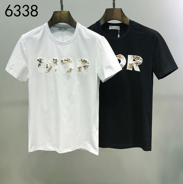 

jogging short sleeve new fashion brand icon t-shirt men's casual print with icons short sleeve hip-hop cotton short-sleeved t-shirt, Black;brown