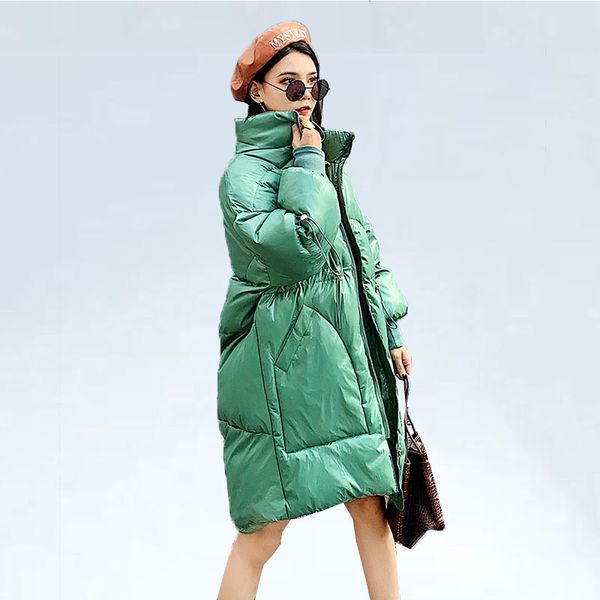 

2019 plus size winter jackets women long coat thicken warm parka casual loose outwear student glossy down padded coats female, Black