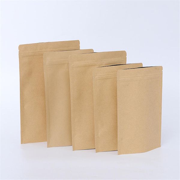 Sacos de papel Kraft Folha de alumínio Mylar Zipper Retail Smell Proof Stand Up Resealable Bolsa de PVC para biscoitos de alimentos Lanche Café Feijão Fruta Embalagem de armazenamento de Natal