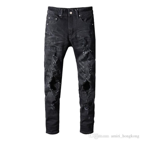 

2017ss solid classic style fashion straight fit arrival biker blue jeans pants distressed skinny ripped destroyed denim jeans size 29-40