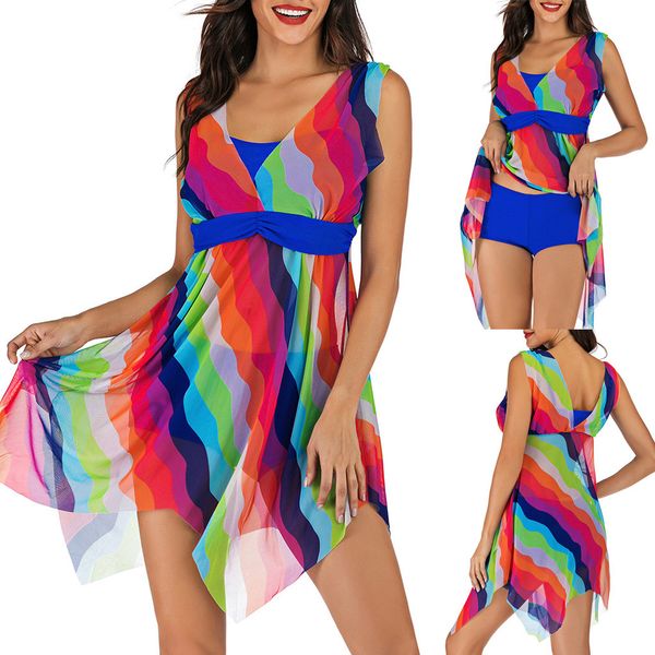 

women plus size print tankini swimjupmsuit swimsuit beachwear stiped swimwear, White;black