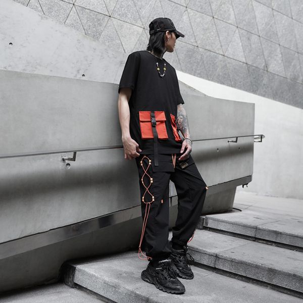 

soul of tiger 2020 spring fashion punk style mens loose casual pants male oversized streetwear trousers vintage punk pantalons, Black