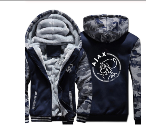 

ajax hoodies winter camouflage sleeve jacket for men fleece winter thicken warm fleece cotton zipper raglan jacket men tracksuit