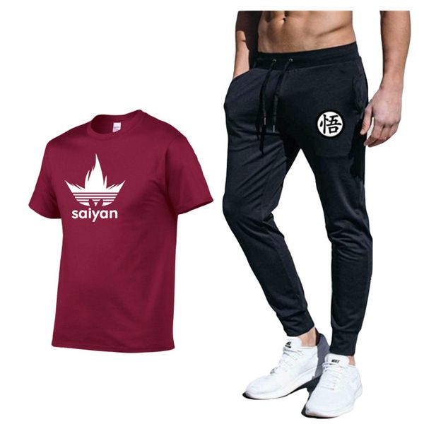 

anime z tracksuit men sets male sweatshirt pants summer men t shirt fitness clothing sports casual suits sportswear, Black;blue