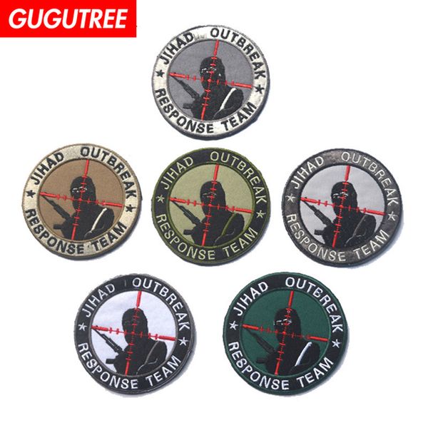 

gugutree hook&loop embroidery jehad patches military patches badges applique patches for clothing sp-569, Black