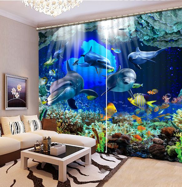 

undersea animal world chinese customized 3d blackout curtain living room bedroom l window curtains