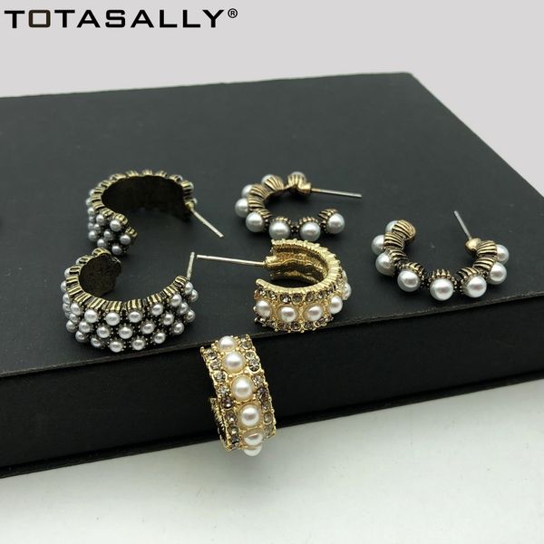 

totasally s925 pin hoop earrings for women gorgeuos simulated pearl earring hoops allergy lady earrings jewelry, Golden;silver