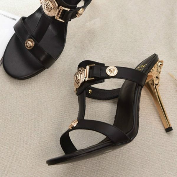 

fashion high heels high-end custom sandals 35-41 european station casual shoes manufacturers promotion (with box, Black