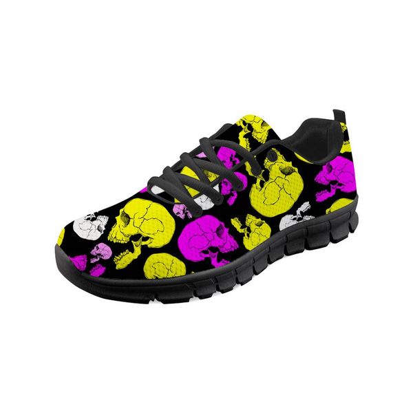 

girls punk running shoes for women cool skull flower tennis sneakers sports shoes breathable female outdoor walking flat, Black