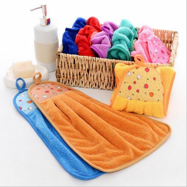 Hoomall Bathroom Kitchen Hanging Towels Candy Color Towel Coral