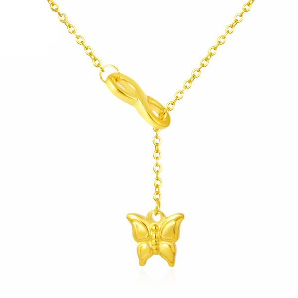 

wedding infinity butterfly pendants necklace for women luxury love charm rose gold color fashion necklace stainless steel choker, Silver