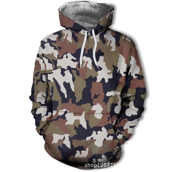 

mens designer style 3d printed camouflage casual loose hoodie, Black