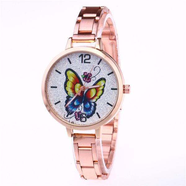 

fashion women bracelet watch butterfly pattern sport quartz wrist bracelet big dial watches lady clock wholesale, Slivery;brown
