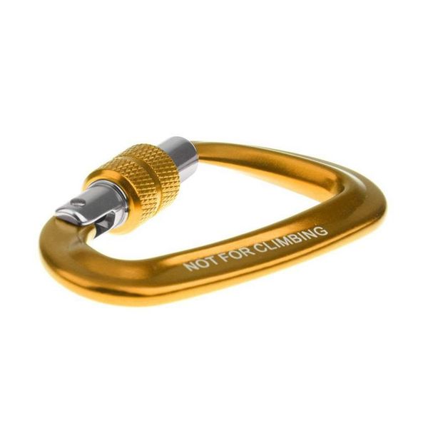 

12kn screw carabiner aluminum alloy d-shape hook loop lock for mountaineering climbing hammock bag - gold