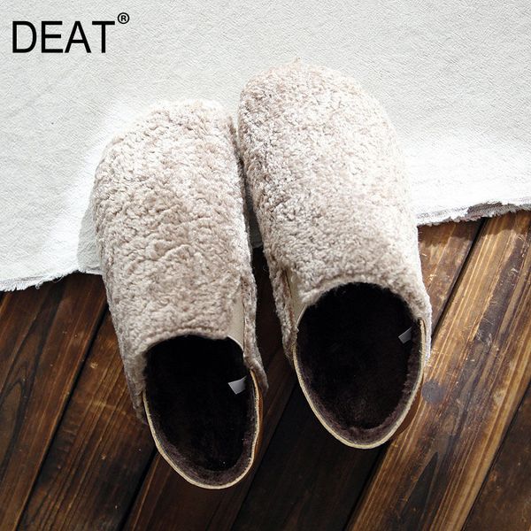 

deat] 2020 round toe shallow fur spliced casual simple comfortable single flat shoes women new spring autumn fashion 10f523, Black