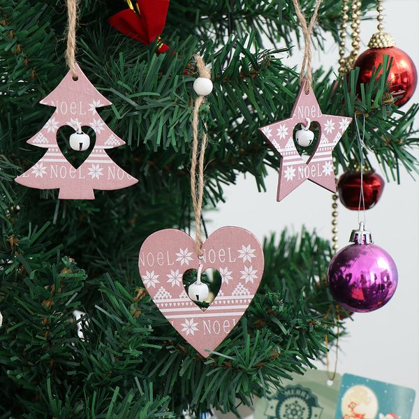 

9/12pcs new wooden hanging pendants snowflake/elk/angel wood christmas tree ornament gifts christmas decor