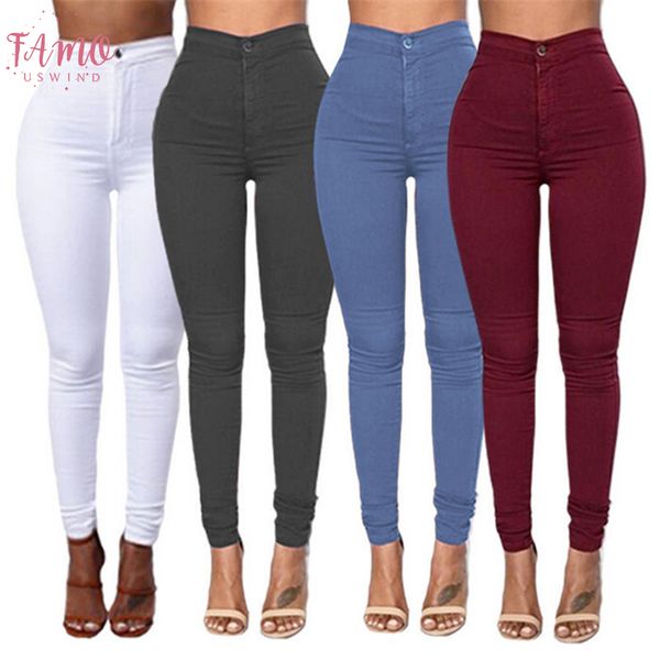 

2020 trousers high waist stretch slim pencil trousers women clothing pants women lady plus size full length skinny pants s 3xl, Black;white