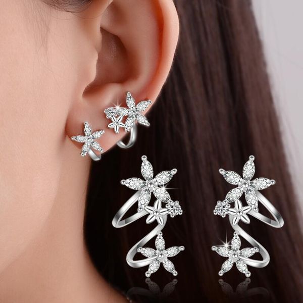 

new butterfly star flower curved zircon earrings for women trend creative 925 sterling silver jewelry boucle d'oreille sae110