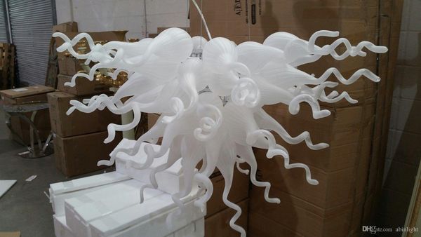 

100% mouth blown murano glass chandelier white murano glass led light source ac 110v 240v modern art deco small and chandelier