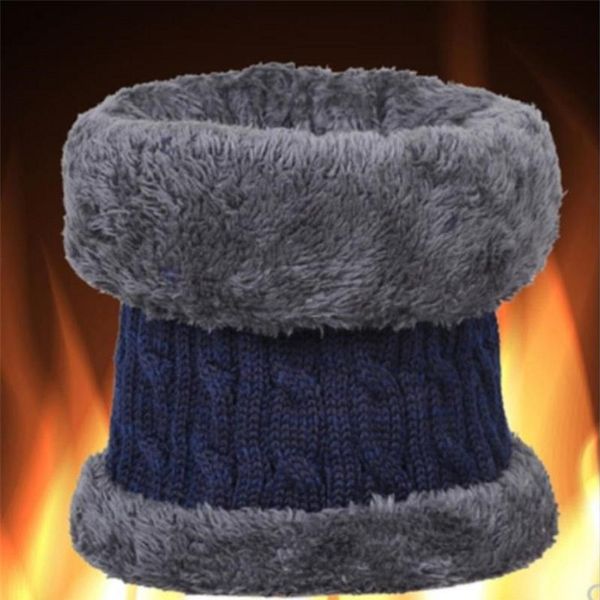 

ring scarf for men warm fleece plush thicker muffler knitted proof-cold riding windproof outdoor neckwear 2pcs/lot, Blue;gray