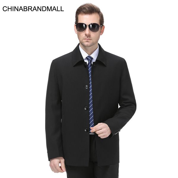 

autumn men plus fat plus size jacket male middle age coat dad business leisure lapel jacket shirt male, Black;brown