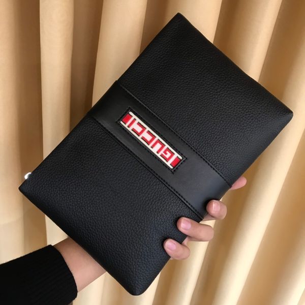 

latest men's handbag business fashion leather clutch bag simple and generousyunhui05, Black