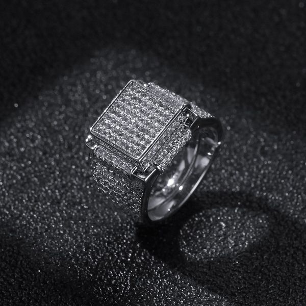 

хип-хоп мужские ювелирные кольца алмаз обледенелые bling кольца высокое качество мода золото серебро кольцо, Silver