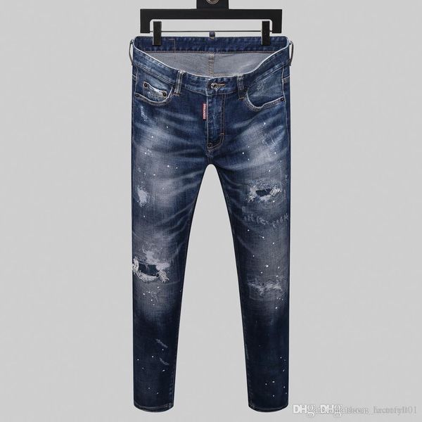 

brand jeans mens luxury designer jeans baggy biker high waisted ripped rock revival black skinny men jean jeckets long pants trousers 020, Blue
