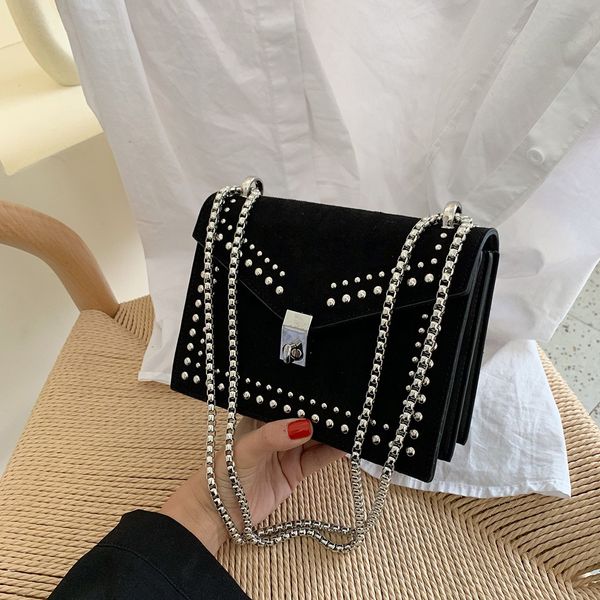 

scrub leather shoulder crossbody women's 2019 chain messenger bag mini bag#t2
