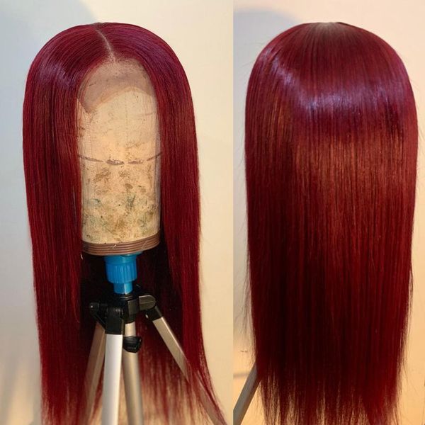 

red burgundy lace front human hair wigs for black women straight lace front wig ombre peruvian remy human hair wigs