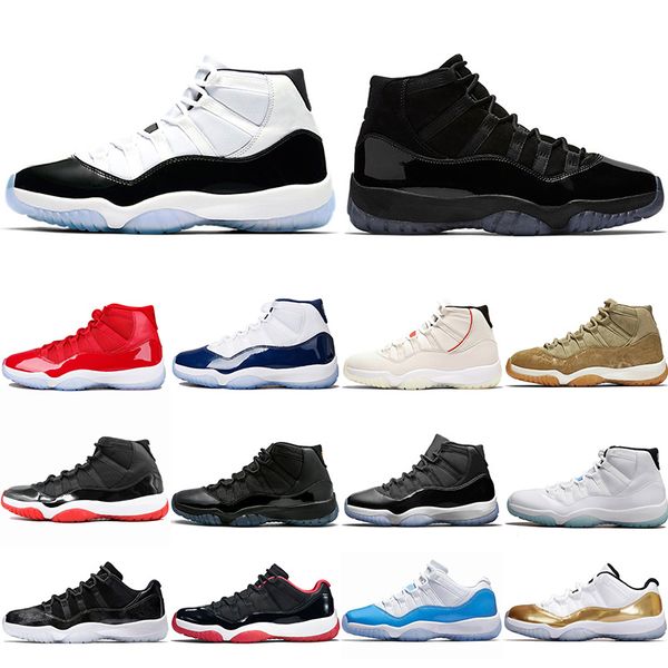 

11 11s basketball shoes concord 45 platinum tint cap and gown mens women unc gym red gamma blue olive lux trainer sport sneaker