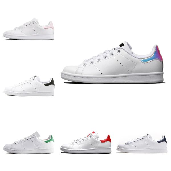 

2019 wholesale smith men casual shoes laser white green blue women stan fashion leather shoes flat shoes sneakers