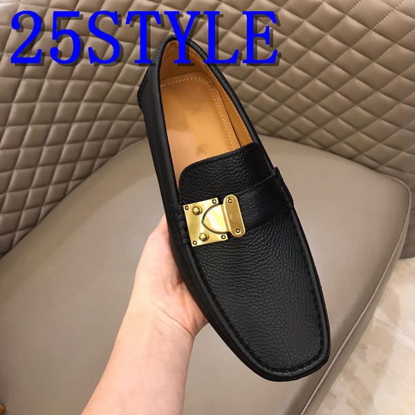 

19ss luxurious italian stylish men fashion trendy loafers genuine leather causal shoes for men plus size eur 38-46 youth moccasins shoes, Black