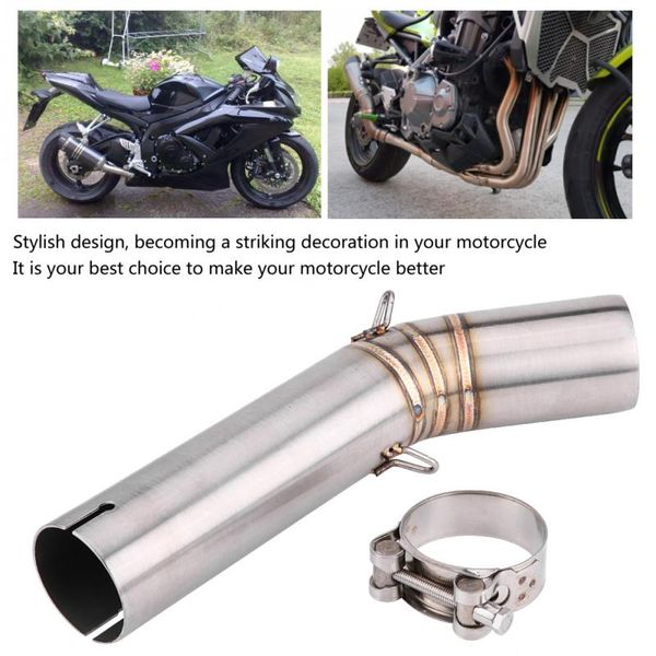

stainless steel motorcycle full exhaust system vent middle pipe link connect for gsx- r600gsx-r750 motocicleta