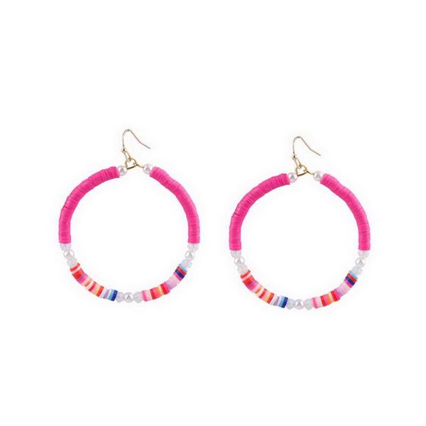

zwpon summer beach style colorful soft ceramic acrylic pearl dangle drop earrings for women hoop earrings jewelry wholesale, Silver