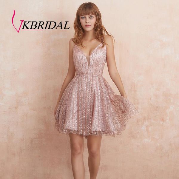 

vkbridal cross back a line tulle graduation party dresses sparkle cocktail gowns short for junior homecoming dresses 2019, White;black