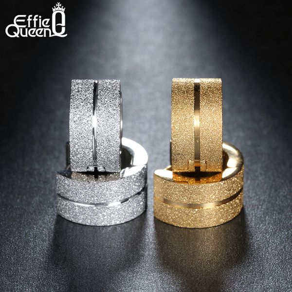 

effie queen 316l stainless steel hoop earrings frosted surface statement earrings trendy men women jewelry dgte05, Golden;silver