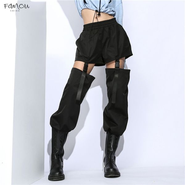 

Black High Waist Women Pants Women Fashion Hollow Out Adjustable Buckle Pencil Pants Streetwear Trousers Patchwork