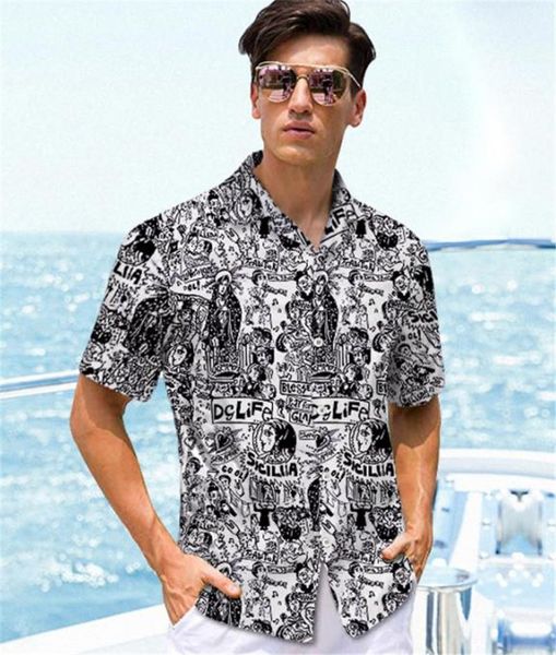 

3d digital print mens designer shirts fashion newspaper mulit print panelled mens shirts casual males clothing, White;black