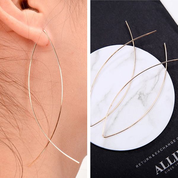 

fashion design 1 pair fish shaped earrings minimalist personality dangler accessories handmade copper wire earring for women, Silver