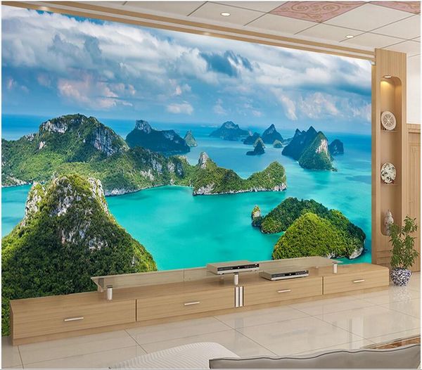 

3d wallpaper stickers custom p modern minimalist natural landscape island seascape tv background home decorate wallpaper for walls 3 d