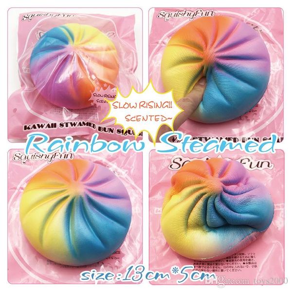 

2017 новое прибытие супер милые мягкие игрушки 13 см радуга булочка мягкий сожмите симпатичные новизна игрушки подарок для детей декомпресси