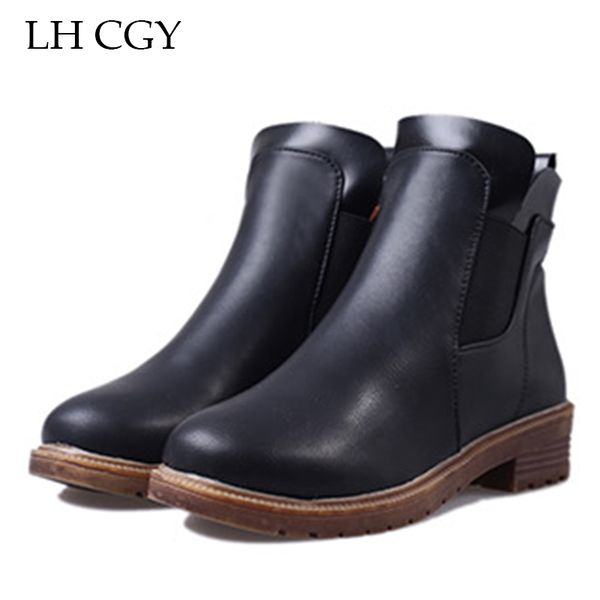 

women boots 2016 autumn winter shoes for woman ankle boot low heels booties oxfords platform ladies shoes zapatos mujer 2730, Black