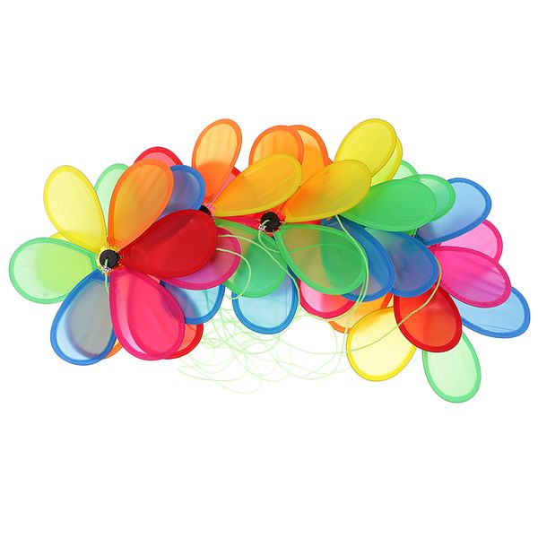 

colorful plastic string of 8 windmills long pinwheel band home garden lawn decoration crafts