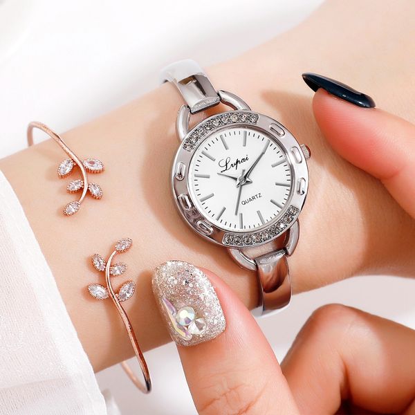 

lady wrist watch fashion simple dial dial small and exquisite alloy strap ladies bracelet watch montre femme 2019 wristwatches, Slivery;brown