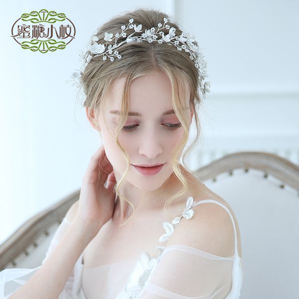 

свадьба из бисера жемчужина подарок женщина леди алмаз цветок лист волос украшения для невесты актерского начала выпускной yy-102, Slivery;golden