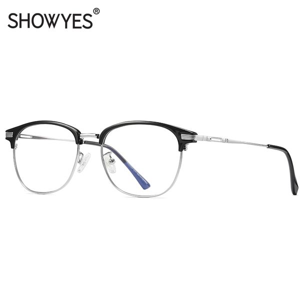 

showyes computer glasses anti blue men metal big size gaming plain eyeglasses women radiation blocking eyewear propect eye 041, White;black